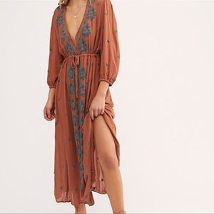 NWT Free People Embroidered Fable Midi Dress